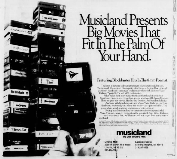 Musicland Big Movies ad