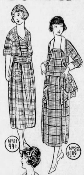 gingham dresses with wide collars, 1921