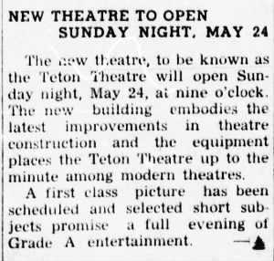 Teton Theatre opening