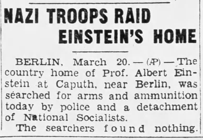 Nazi Troops Raid Einstein's Home