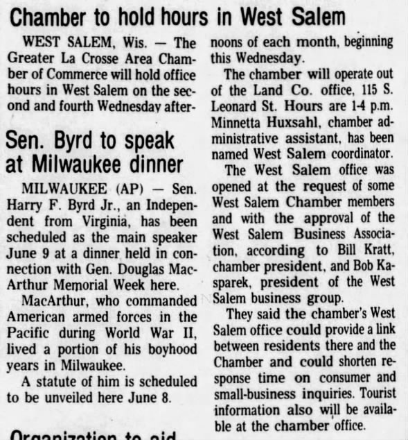 1979 Chamber Opens West Salem Office With Business Association Approval