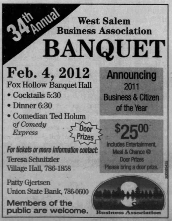 2012 West Salem Business Association 34th Annual Banquet
