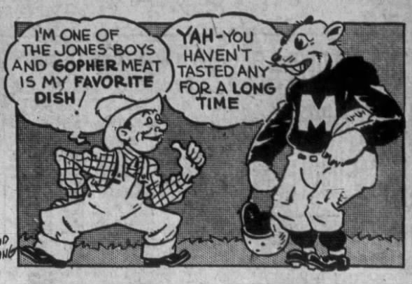 1937 Nebraska-Minnesota pregame cartoon
