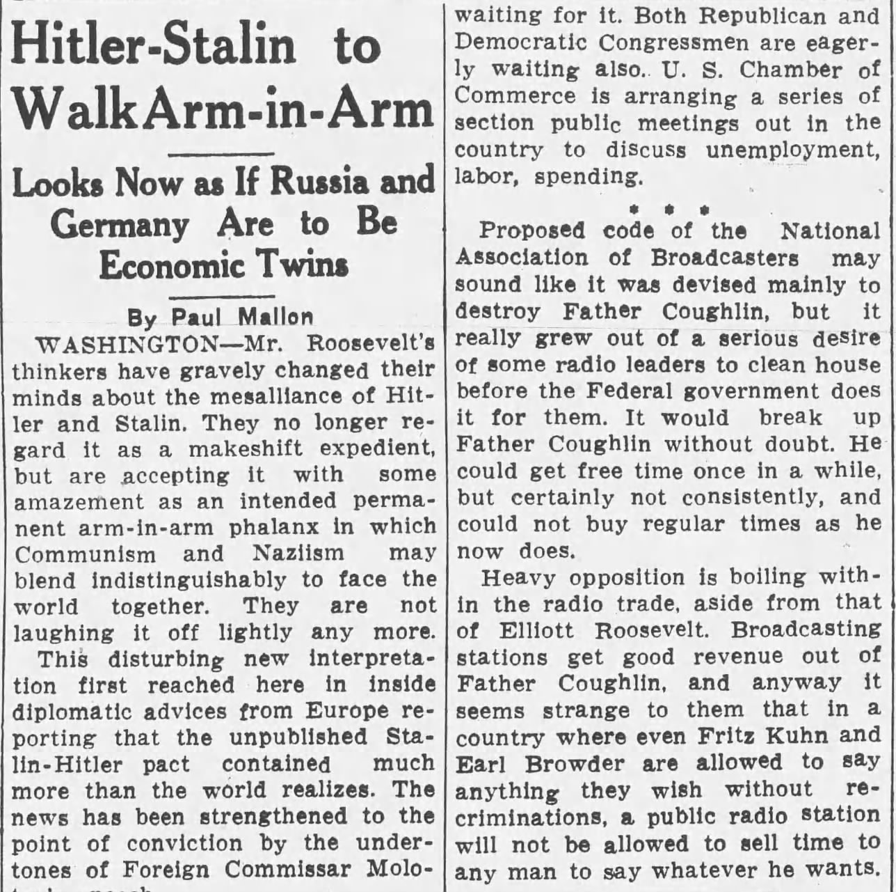 Hitler-Stalin to Walk Arm-in-Arm