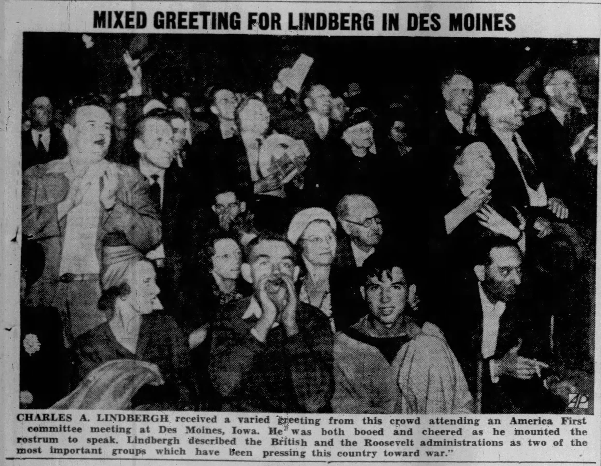 Mixed Greeting For Lindberg [sic] In Des Moines