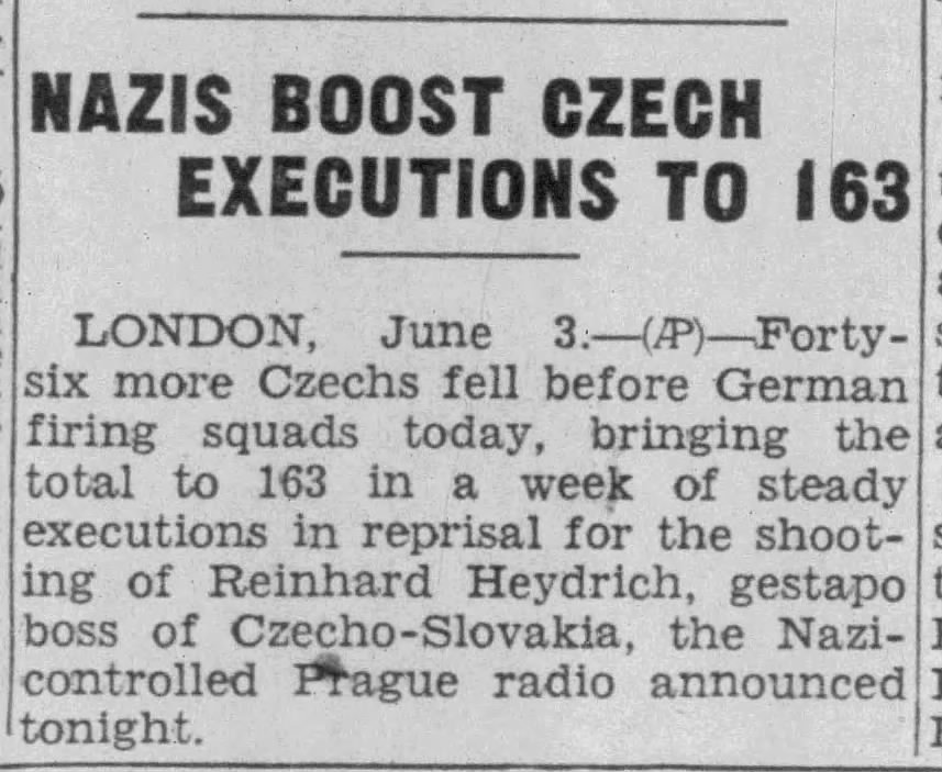 Nazis Boost Czech Executions To 163