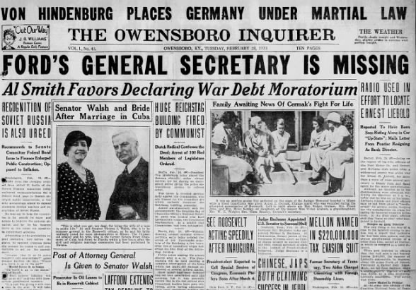 Von Hindenburg Places Germany Under Martial Law