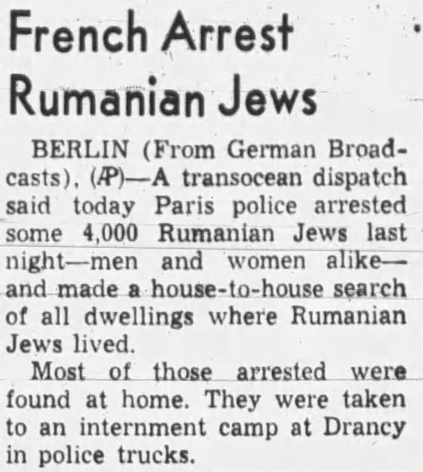 French Arrest Rumanian Jews