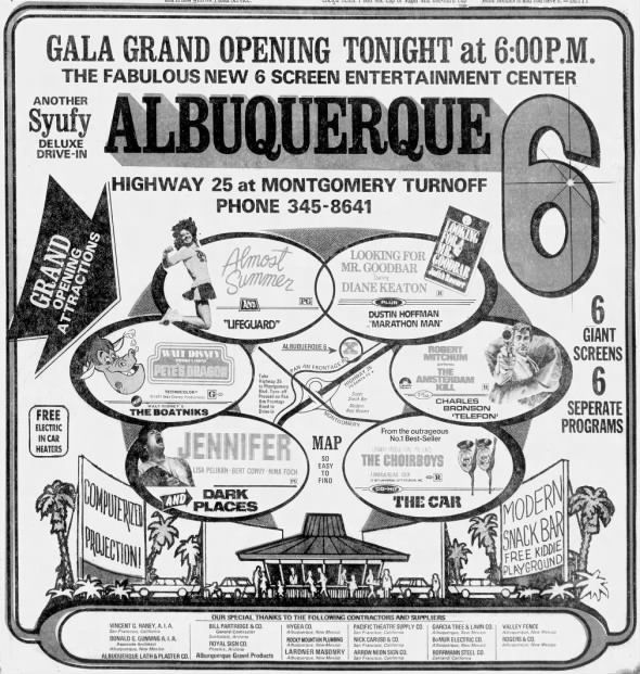 Albuquerque 6 Drive-In Theater grand opening ad