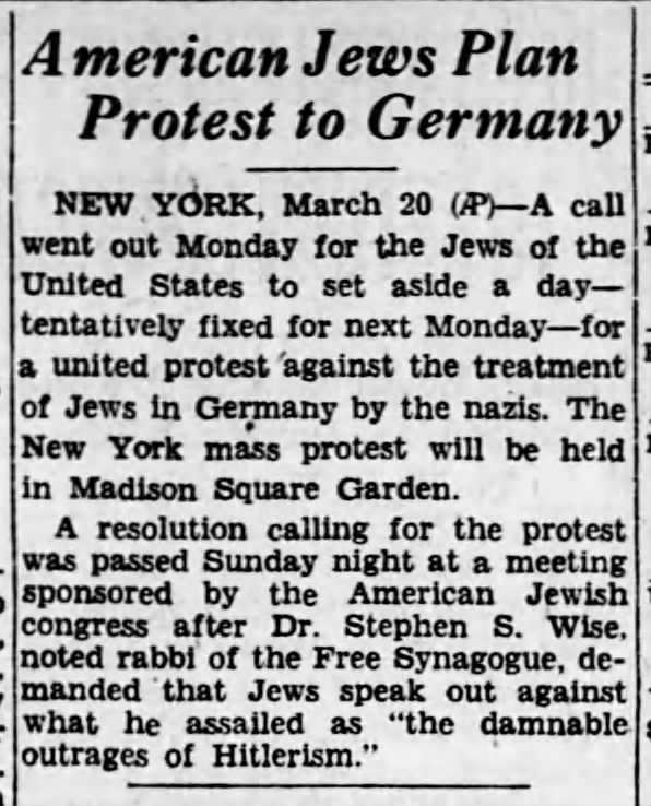 American Jews Plan Protest to Germany