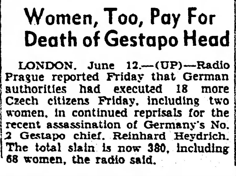 Women, Too, Pay For Death of Gestapo Head