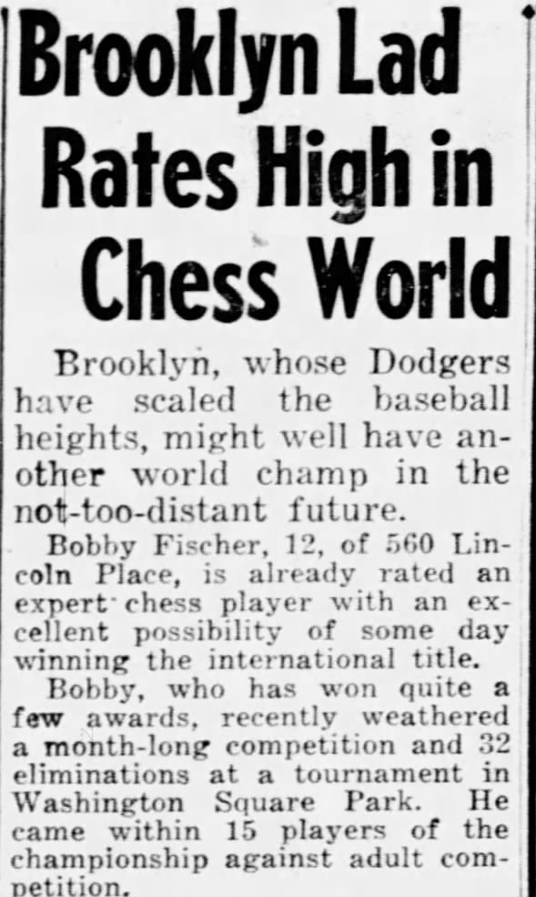 Brooklyn Lad Rates High in Chess World