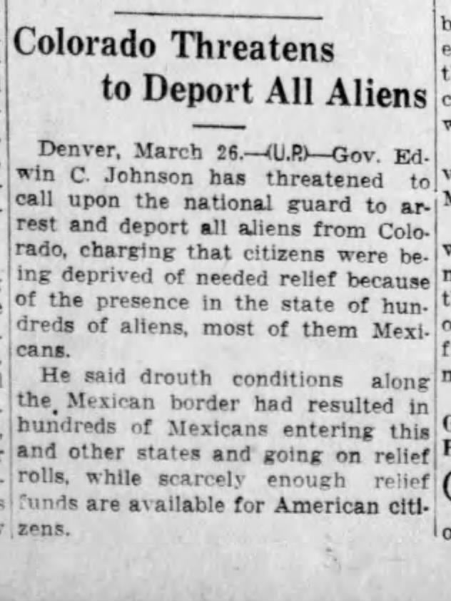 Colorado Threatens to Deport All Aliens