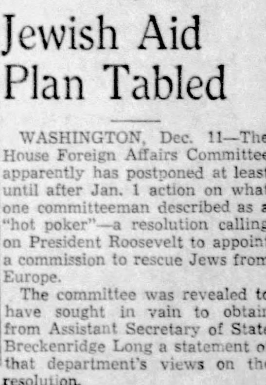 Jewish Aid Plan Tabled
