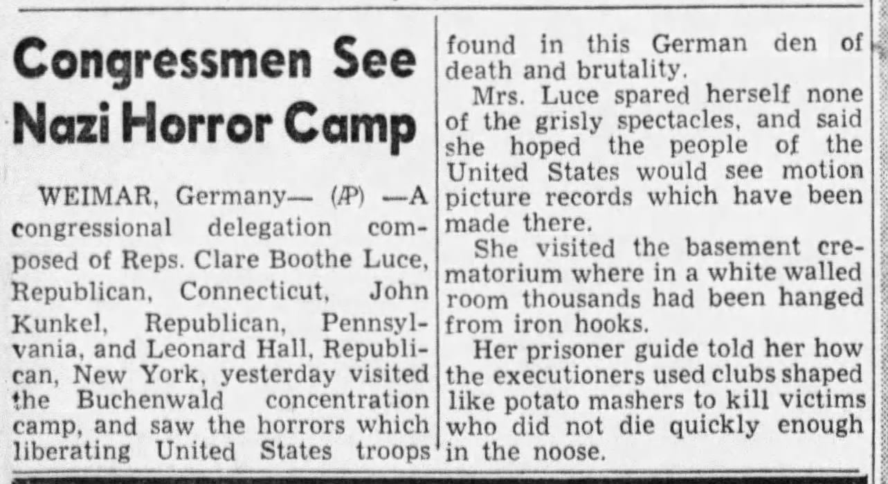 Congressmen See Nazi Horror Camp
