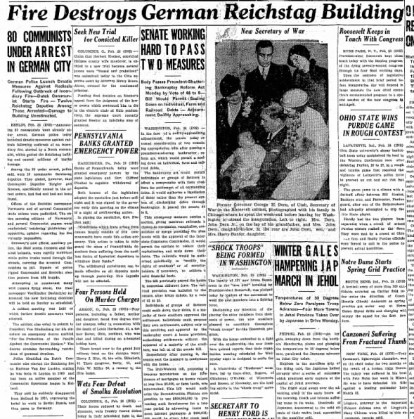 Fire Destroys German Reichstag Building