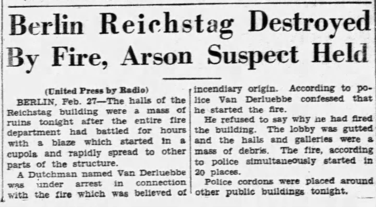 Berlin Reichstag Destroyed By Fire, Arson Suspect Held