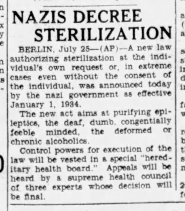 Nazis Decree Sterilization