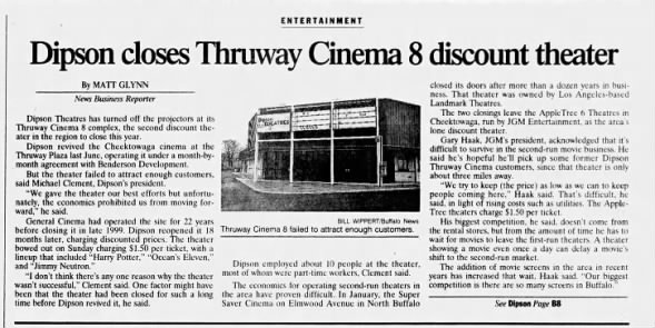 Dipson Thruway Cinema 8 closing
