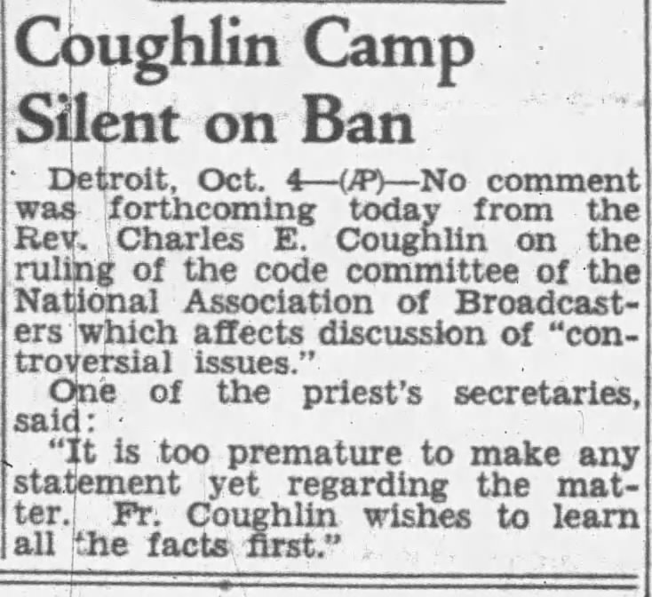 Coughlin Camp Silent on Ban