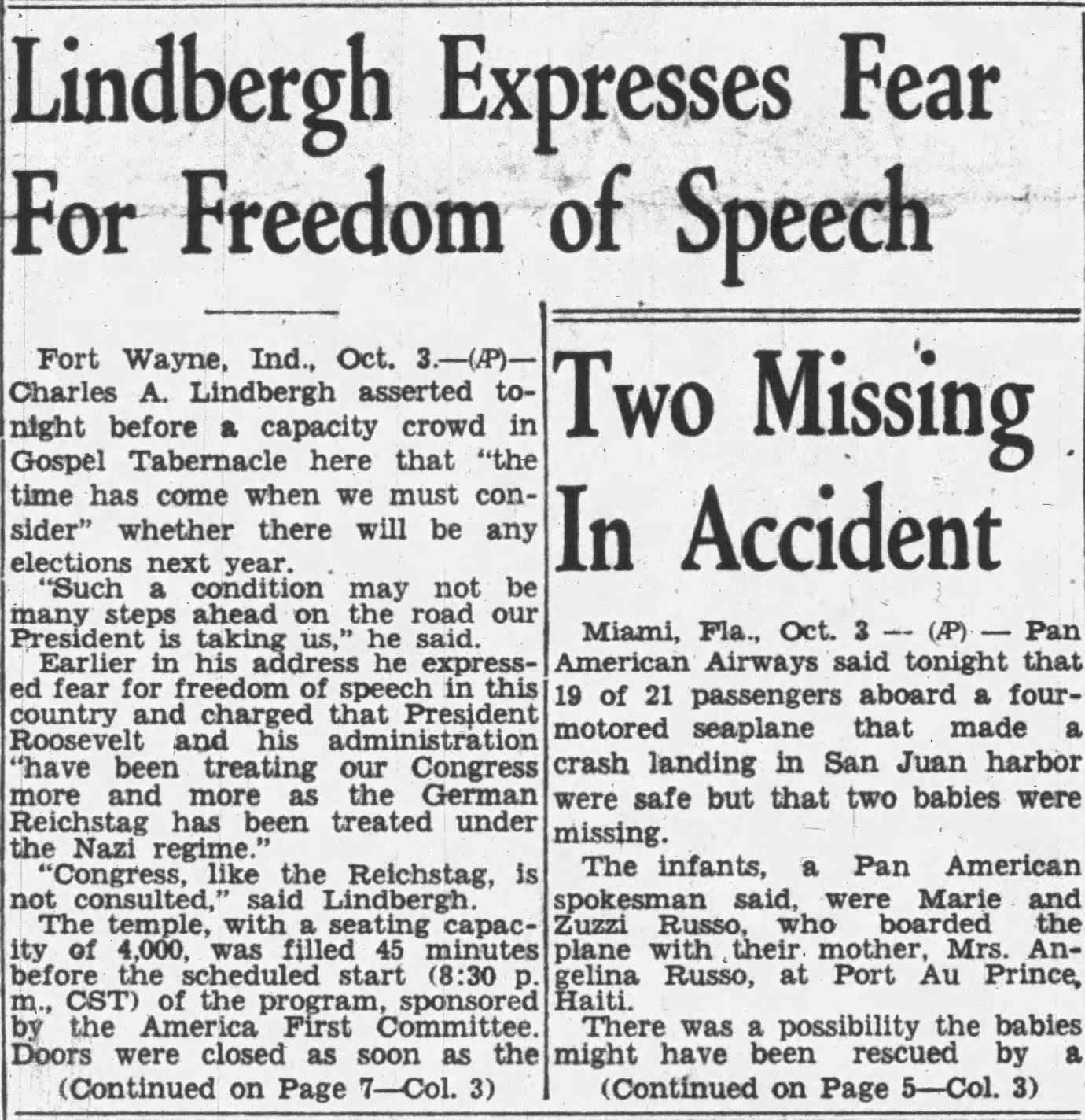 Lindbergh Expresses Fear For Freedom of Speech
