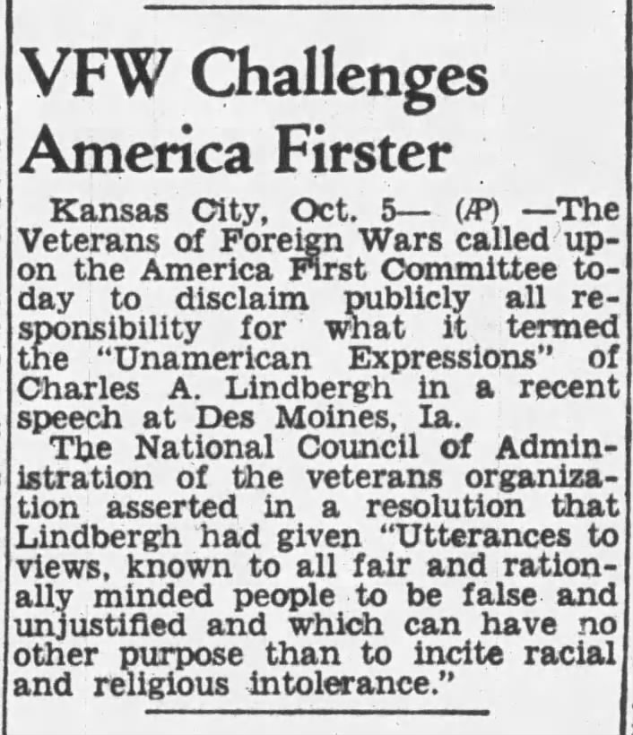 VFW Challenges America Firster