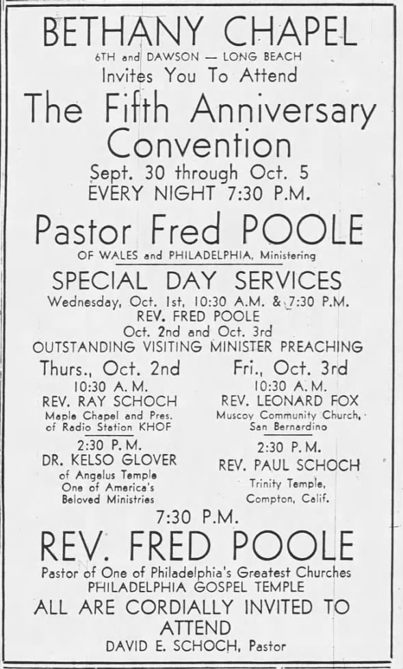 Poole, Fox, the Schochs, Kelso Glover (Sept 1958)