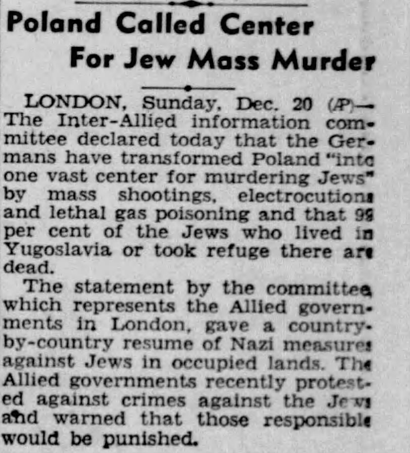 Poland Called Center for Jew Mass Murder