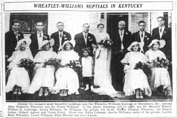 A Kentucky wedding announcement published in an African American Pittsburgh newspaper