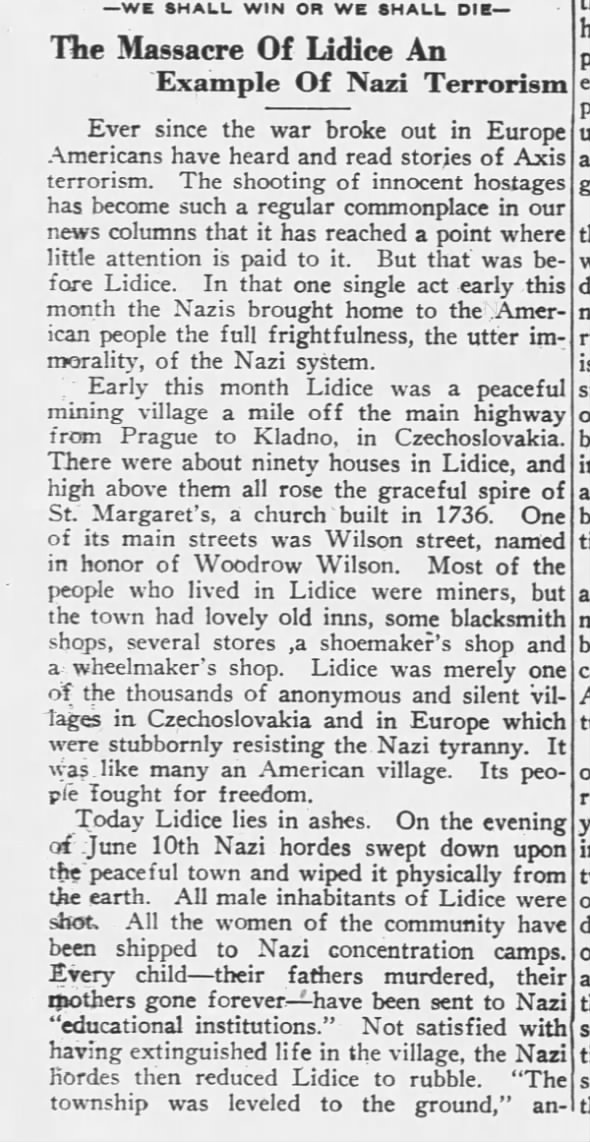 The Massacre Of Lidice An Example Of Nazi Terrorism