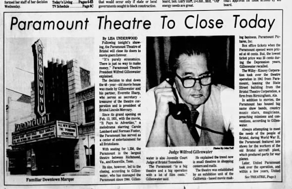 Paramount theatre closing