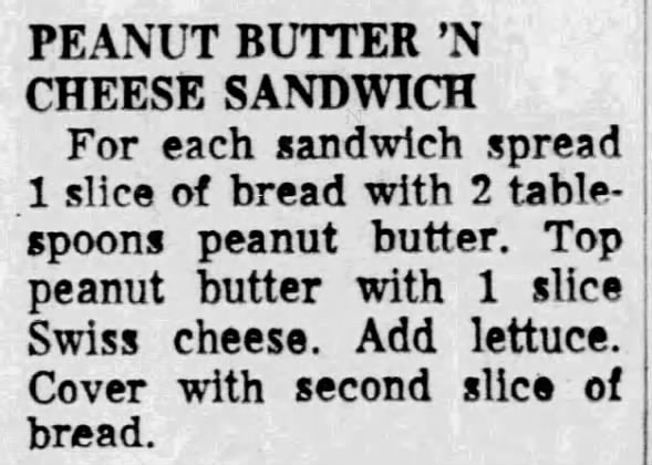 Peanut butter & Swiss cheese sandwich