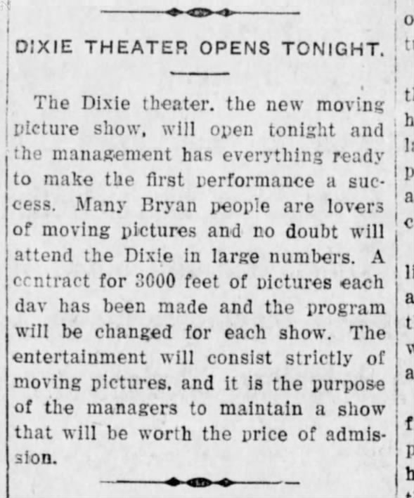 Dixie Theatre opening