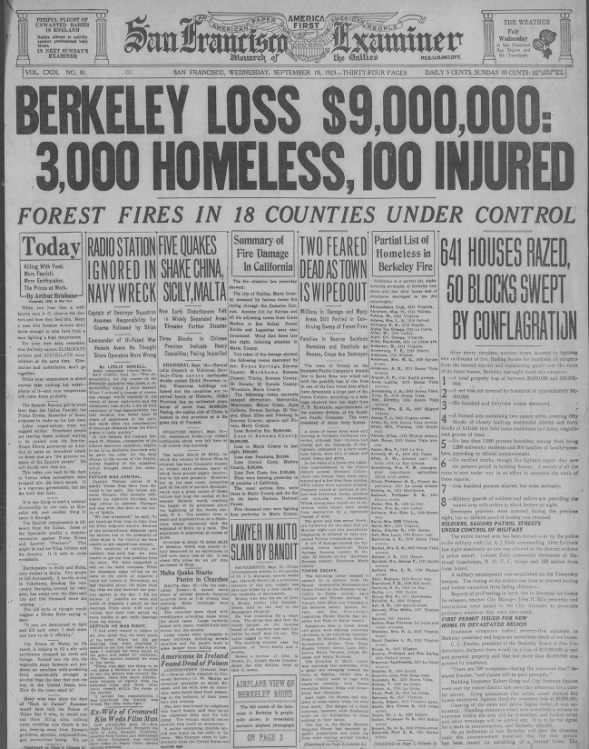 BERKELEY LOSS $9,000,000: 3,000 HOMELESS, 100 INJURED
