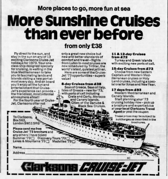 Clarkson's Cruises Telegraph January 1973