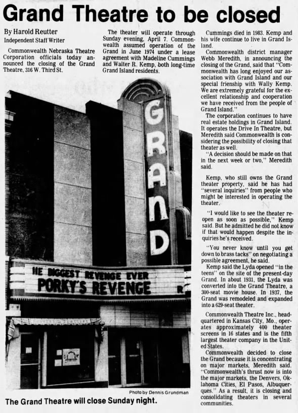 Grand theatre closing by Commonwealth