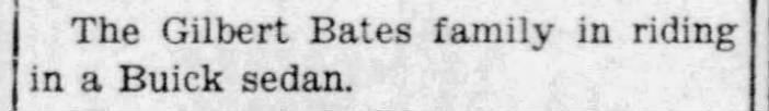 Newspaper Clipping of Bates Family riding in a Buick Sedan