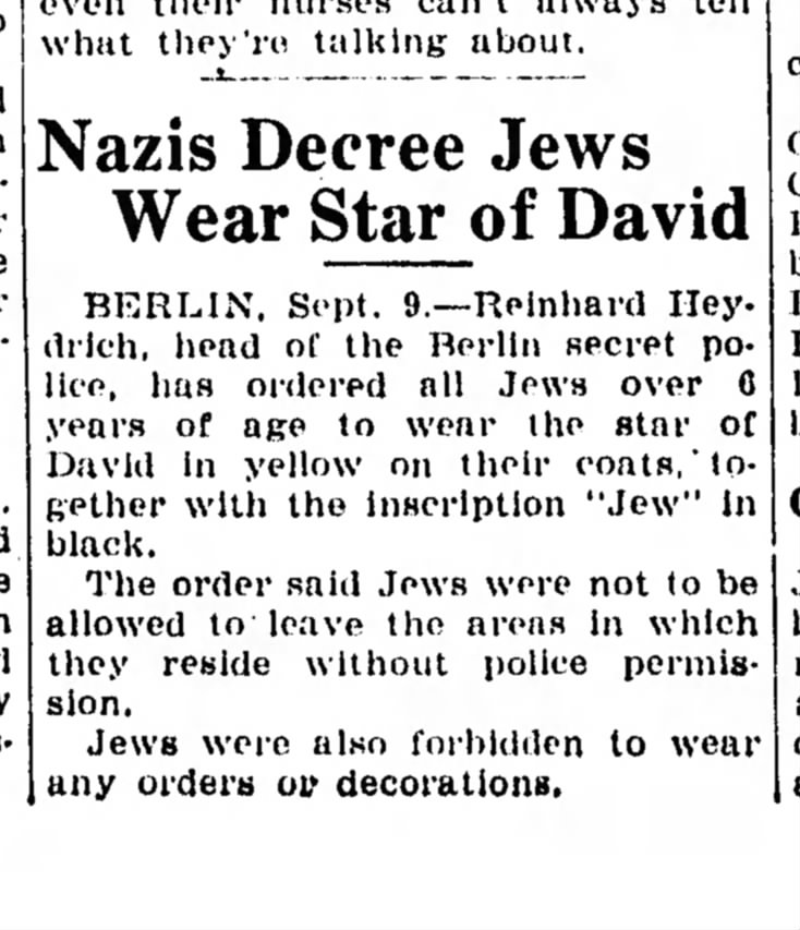 Nazis Decree Jews Wear Star of David