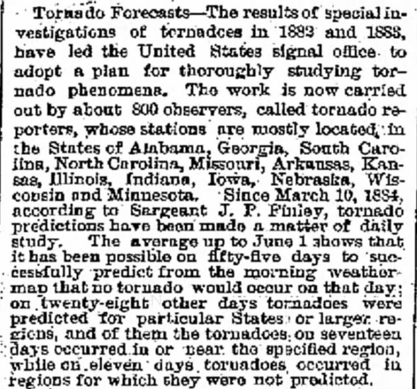 March 10, 1884: First Tornado Forecast