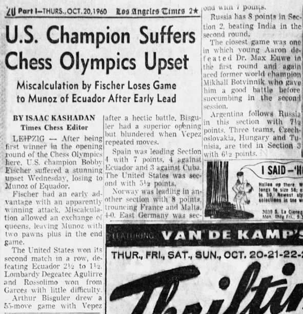 U.S. Champion Suffers Chess Olympics Upset