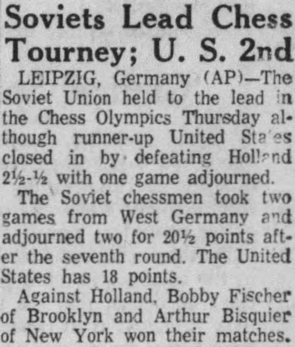 Soviets Lead Chess Tourney; U.S. 2nd