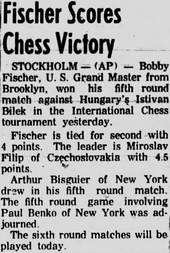 Fischer Scores Chess Victory
