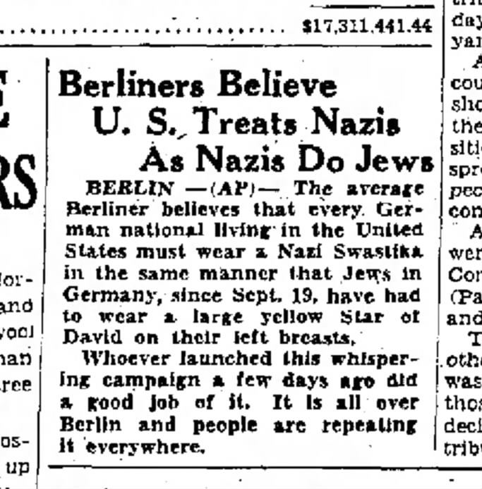 Berliners Believe U.S. Treats Nazis as Nazis Treat Jews