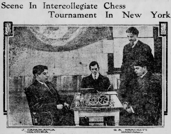 Scene In Intercollegiate Chess Tournament in New York