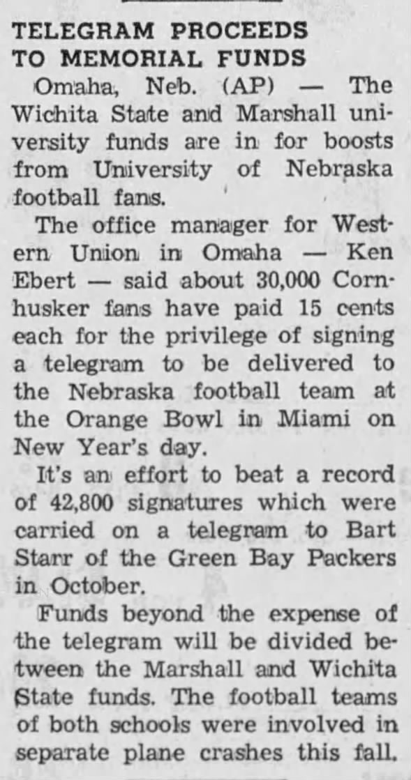 1970.12.22 Orange Bowl telegram fundraiser