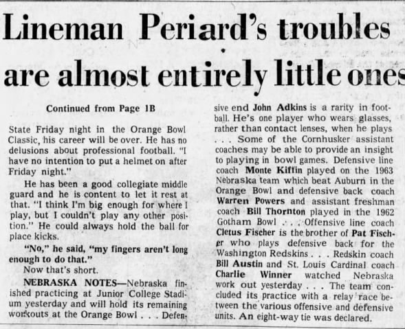 1970 Bowl week, Periard part 2 and  notes