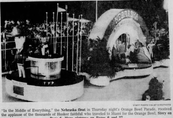1970.12.31 Nebraska float in Orange Bowl parade