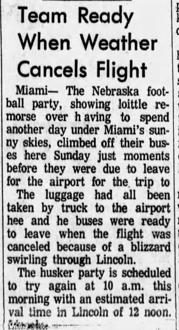 1971.01.03 Nebraska flight canceled, extra day in Miami