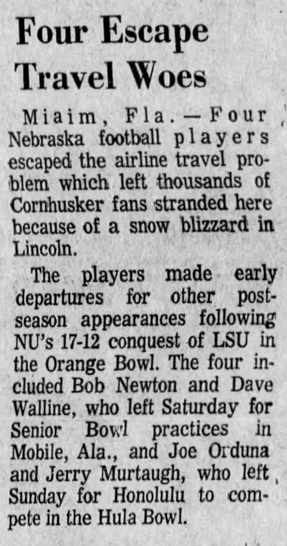 1971.01 Early departures for four Nebraska players
