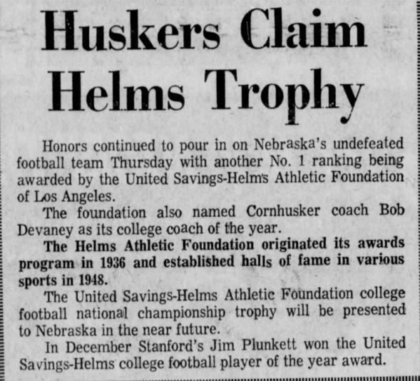1971.01.07 Helms Trophy to Nebraska